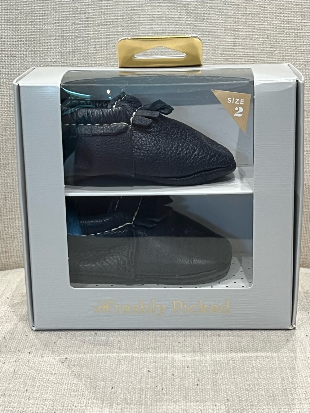 Freshly Picked Navy Leather Baby Moccasins